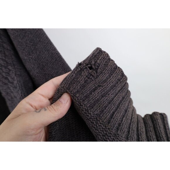 Buckle BKE Mens 2XL Thrashed Chunky Fisherman Cable Knit Henley Sweater Gray - Picture 7 of 16